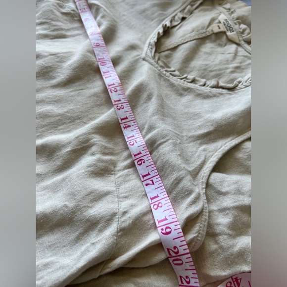 Briggs New York Womens Cream Boho Linen Blend Apron Ruffle Midi Dress Medium - Picture 6 of 7